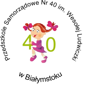 Logo przedszkola - w centrum ruda dziewczynka z nazwą przedszkola opisany na okręgu